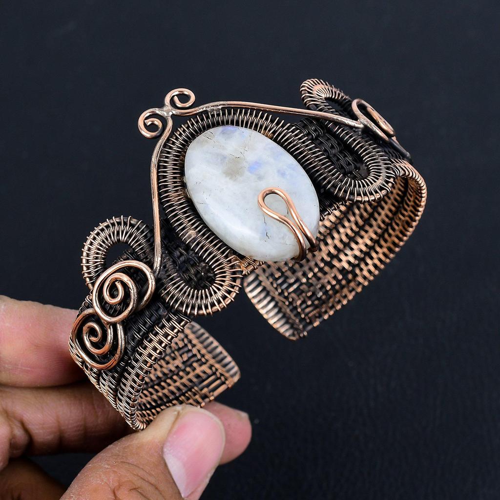 Браслет с радужным лунным камнем, ювелирные изделия из драгоценных камней, браслет из чистого серебра 925 пробы, красивый ювелирный браслет ручной работы