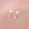 Casual Versatile Love Ear Buckle Women's Niche Design Sweet Zircon Fringed Earrings, Heart-shaped Ear Jewelry