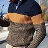 European and American Fashion Men's Casual Sweater Knitted Pullover Polo Long Sleeve Zipper Collar Plus Size Men's Wear