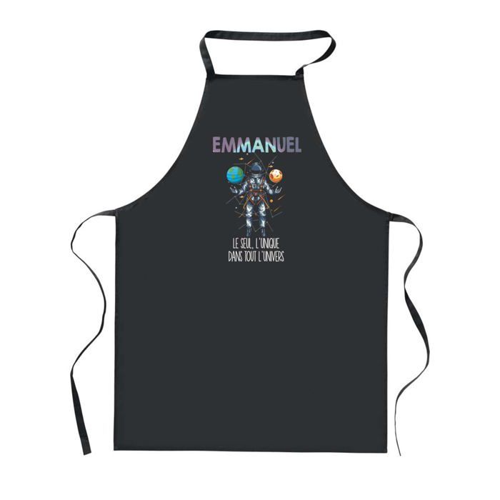 Tablier de cuisine - PLANETEE - Emmanuel - Noir - 90x60 cm - Impression bretonne