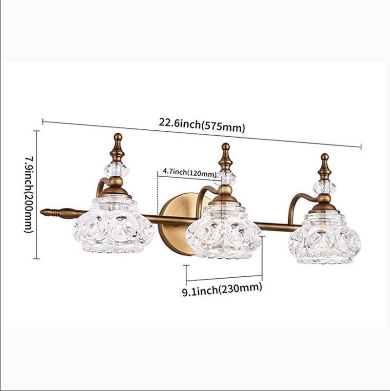 Зеркало для ванной комнаты, передний светильник, стеклянный абажур в американском стиле, ретро, ​​прикроватный настенный светильник, зеркальный светильник для ванной комнаты