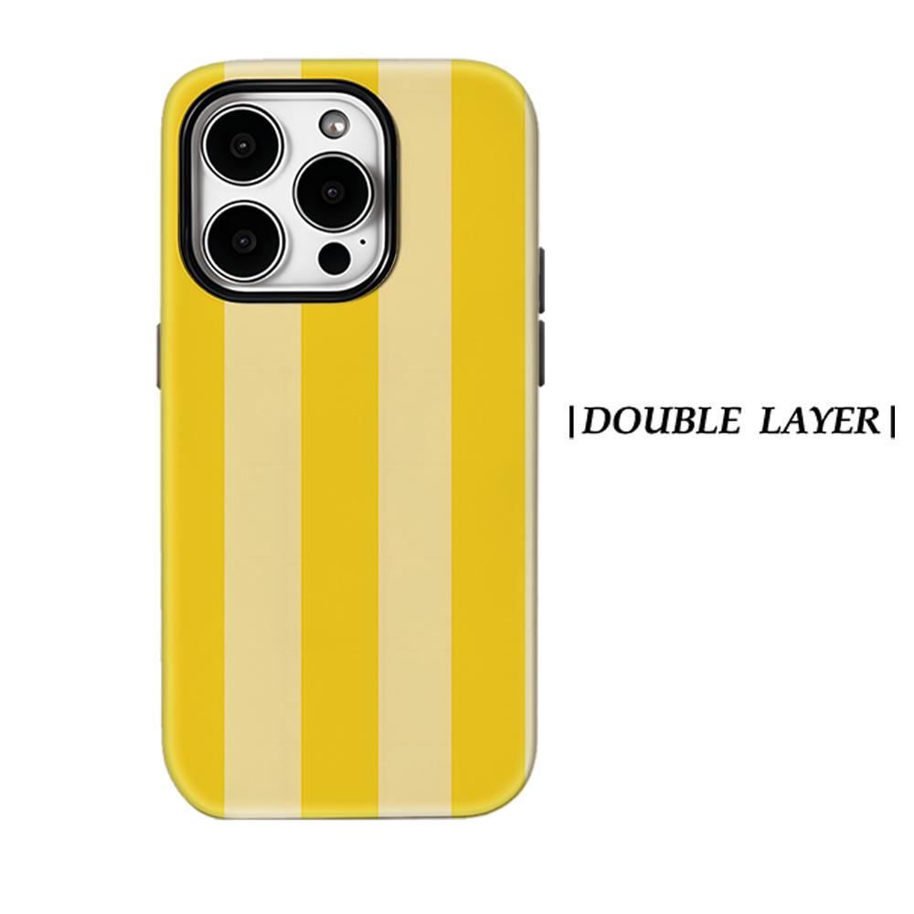 Желтый Пастельный Полосатый Чехол для Телефона для IPhone 17AIR 16E 16 15 14 13 12 11 17 Pro Max Plus Двухслойная Задняя Крышка