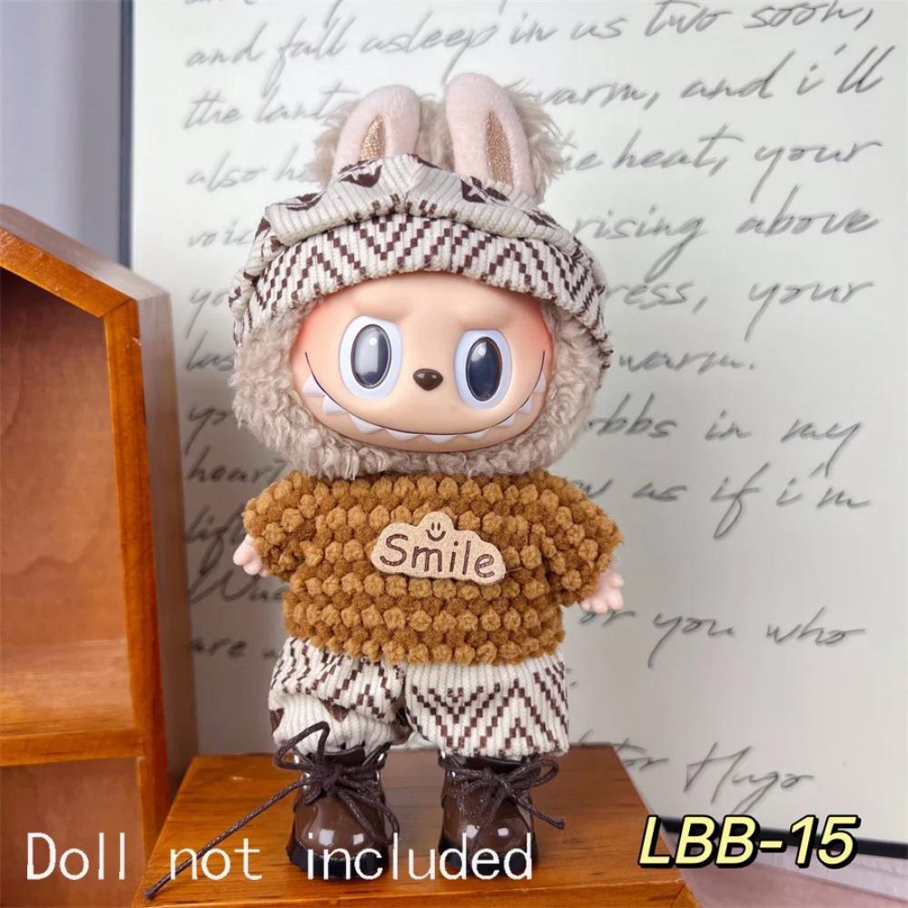 Только одежда для 15-17 см Лабубу Мини Аксессуары Одежда Одежда Набор кукол Сидящий Вечеринка Шарф Шляпа Сумка Милое украшение Подарок