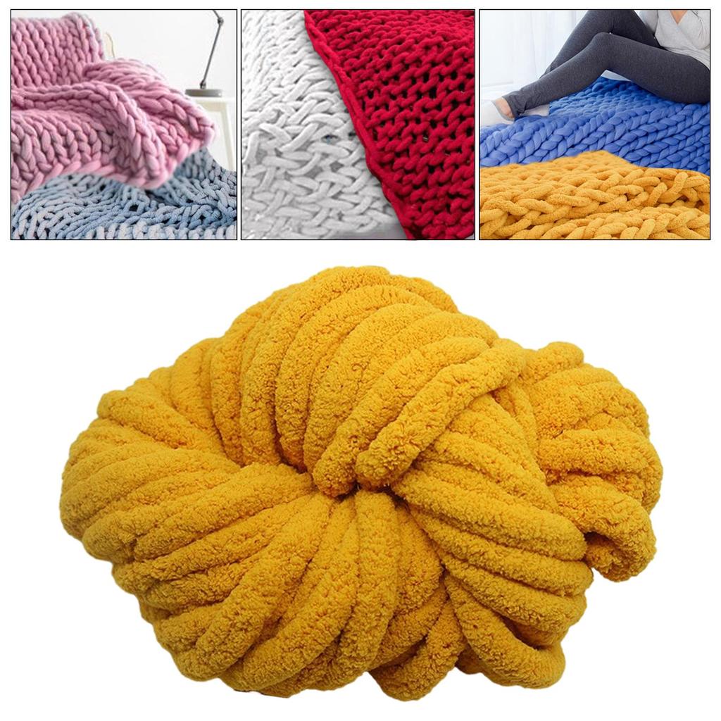 Chunky Chenille Yarn Thick Yarn Jumbo Gauge 7 Plush Yarn Acrylic Bulky Yarn for Bed Hand Knitting Crochet Throw Cushion