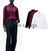Spring New Women's Clothing French Gold Decorated Row Button Silk Satin Textured Shirt 2138748 9699255