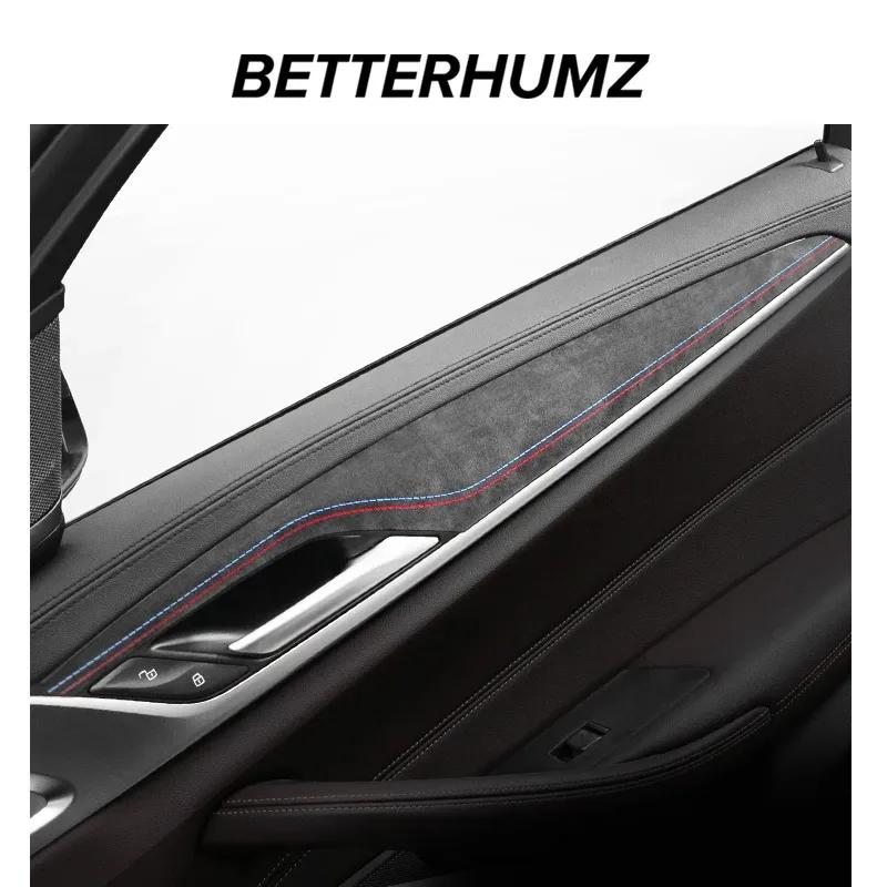 Betterhumz For BMW G30 G38 Series 5 2018- Made of Alcantara Auto Door Window Trim Strip Stickers Car Interior Tuning Accessories