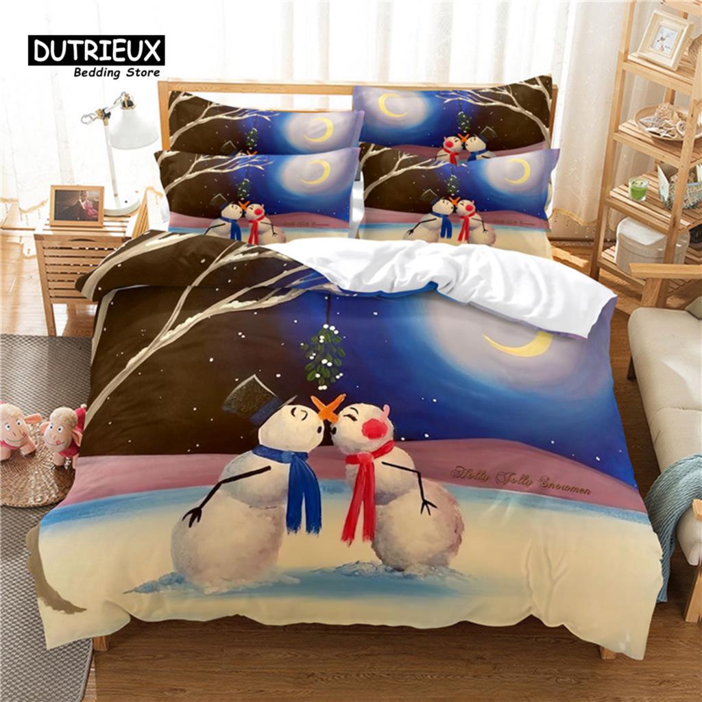 Комплект постельного белья Snow Scene Hut, комплект из 3 пододеяльников, мягкий, удобный, дышащий пододеяльник, для декора спальни и гостевой комнаты