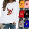 Winter Women's Casual Long-sleeved Santa Claus Print Sweatshirt Ladies Round Neck Loose T-shirt Plus Size Tops Long Sleeved Sweater