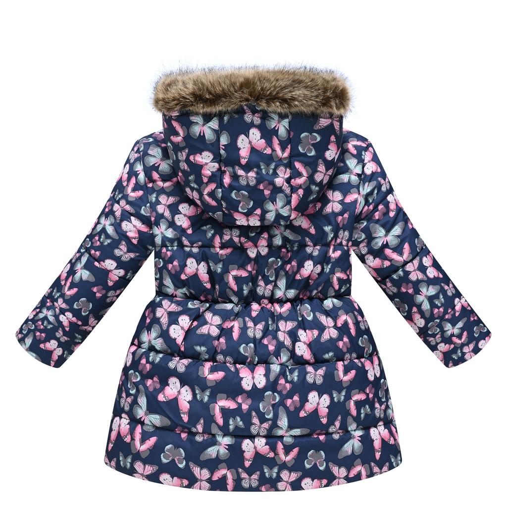 Children Cotton Coats Girls Winter Jacket Thickened Hooded Overcoat Warm Fashion Casual Printed Kids Cotton-padded Clothes