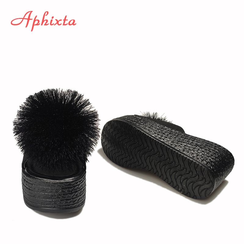 Aphixta Туфли-мюли на танкетке 3,54 дюйма/9 см, черные шлепанцы, пляжная платформа, женские тапочки, женские сандалии, обувь-сабо