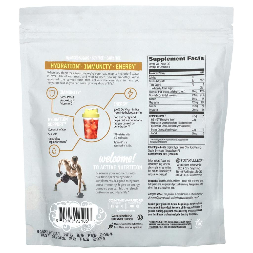 Sunwarrior Sport, Active Hydration, Juicy Pineapple, 18 Packs, 7 G (0.24 Oz) Each