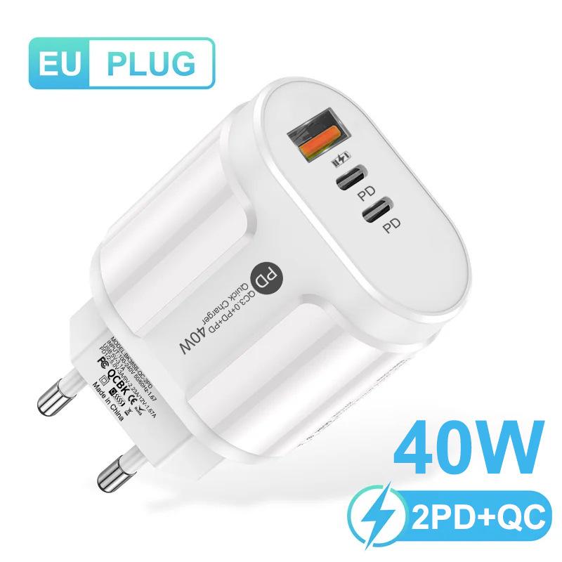 Быстрое зарядное устройство GaN с несколькими портами PD33W QC3.0 9V/12V Европейский стандарт
