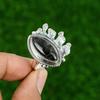 Natural Black Rutile Gemstone 925 Silver Promise Adjustable Ring For Women