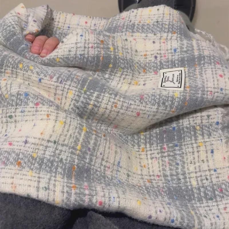 2024 Korean Starry Plaid Scarf - Women's Autumn & Winter Versatile Shawl for Students & Couples, Warm and Stylish.