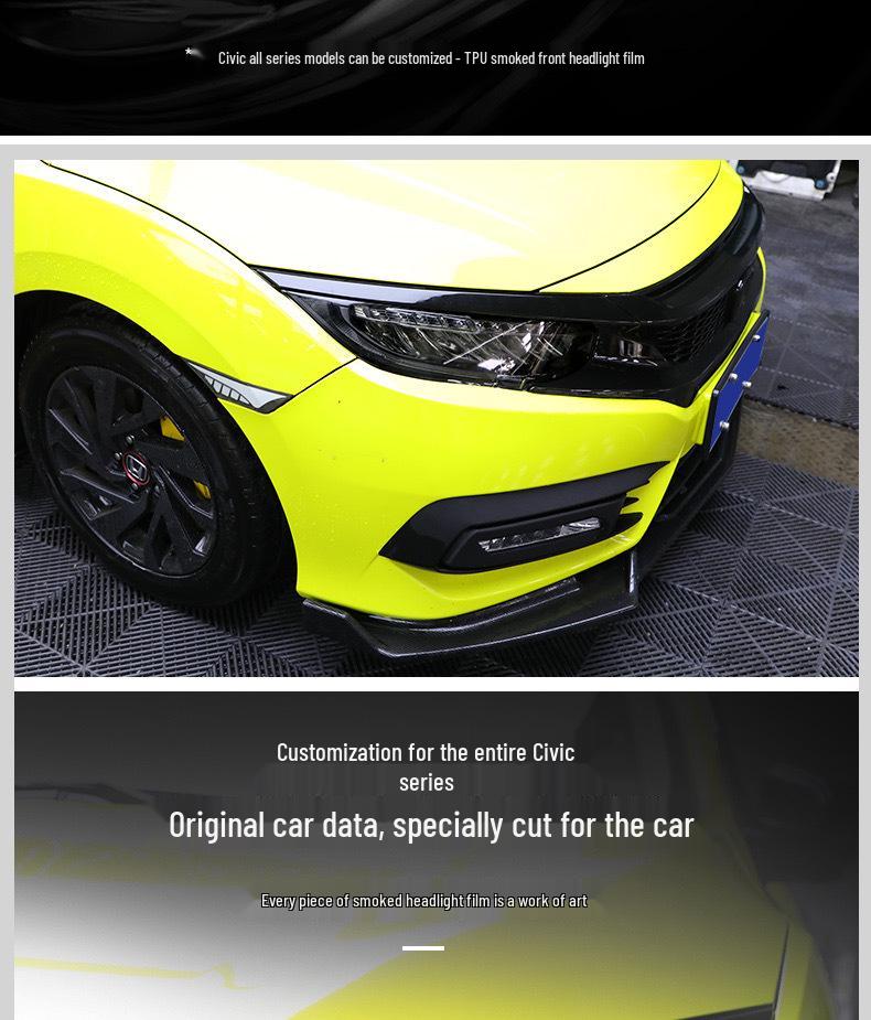 Honda Odyssey 21-26 Headlight Film, Accord/Civic Smoked TPU Light Tint.
