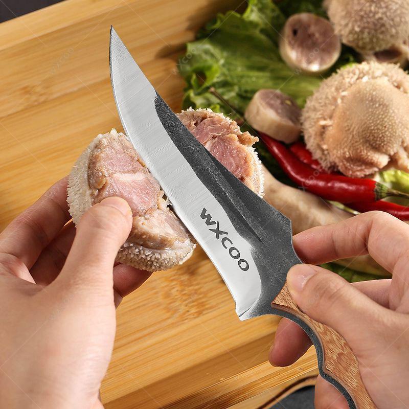 Нержавеющая сталь Топор для рубки Костяной нож Кованый кухонный шеф-нож Ножи для мяса, рыбы, фруктов Профессиональный нож мясника с чехлом