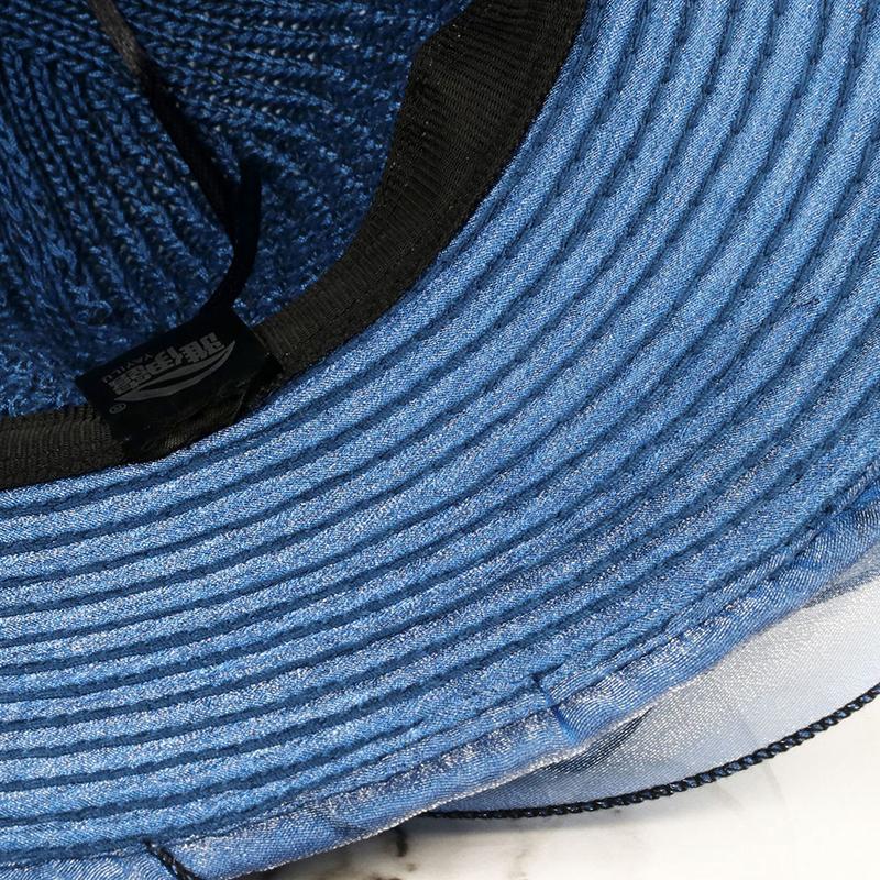 Elegant Summer Women'S Sun Hat Breathable Organdy Material Foldable Design Top Flower Organza Wide Brim Ruffled Beach Hat