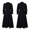 Women's Button Down T-Shirt Dress Casual Long Sleeve Maxi Dress Flowy Lapel A-line Long Dress with Pockets