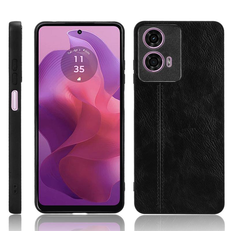 Чехол с текстурой кожи и строчкой для Motorola Moto G17 Power G15 G85 G34 G54 G84 G14 G24 Cover Coque Shell Fundas