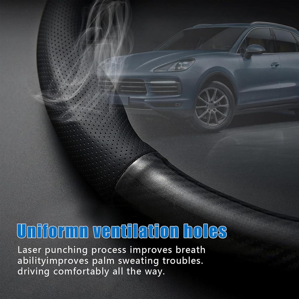 1 Pack Car Breathable Steering Wheel Cover, Wear -Resistant Steering Wheel Sleeve, Carbon Fiber Non-Slip Steering Wheel Protector, Four Seasons
