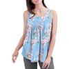 IHUASU Summer Women's Print Round Neck Retraction Sleeveless Tank Top T-shirt