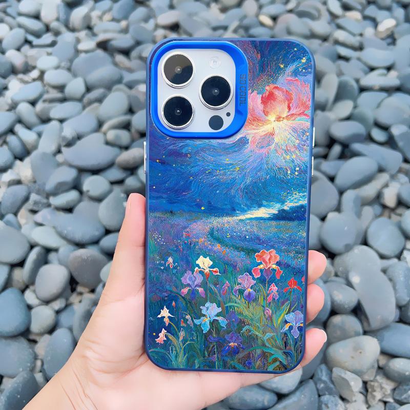 Модный Романтичный Цветок Ирис Морской Чехол Для Телефона Для iPhone 16 15 Pro Max 14 Pro Max Plus 11 13 Mini 12 Pro Max Цветочные Лазерные Чехлы