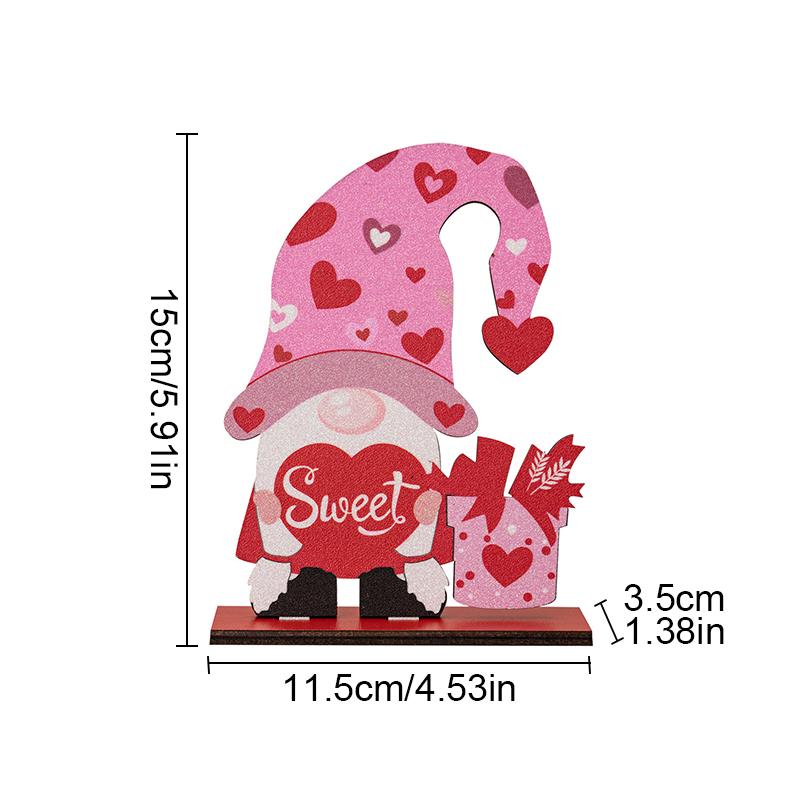 Valentine's Day Heart-shaped Pattern Creative Gift Decorative Cartoon Old Man DIY Wood Ornament Decorations