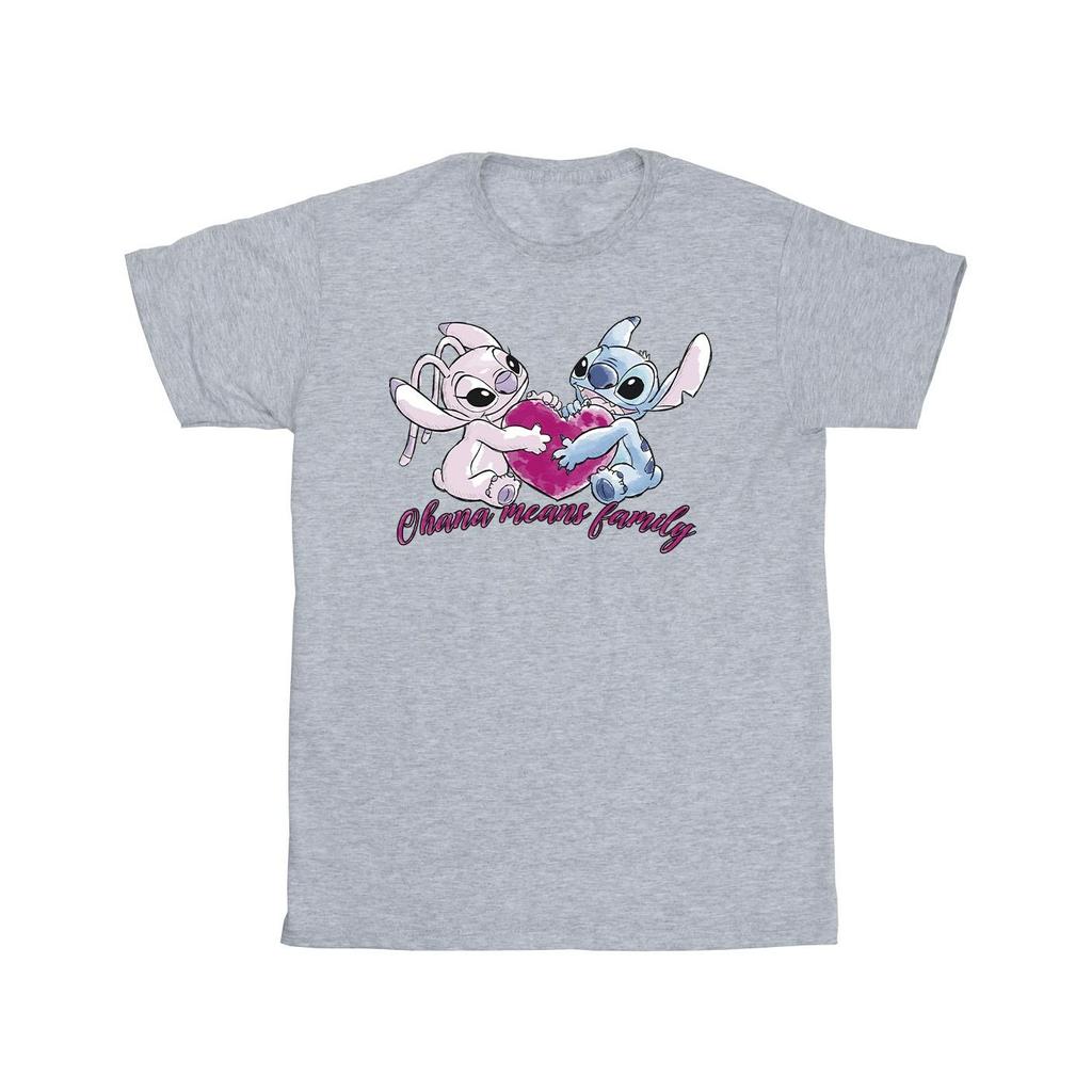 Disney Mens Lilo And Stitch Ohana Heart With Angel T-Shirt
