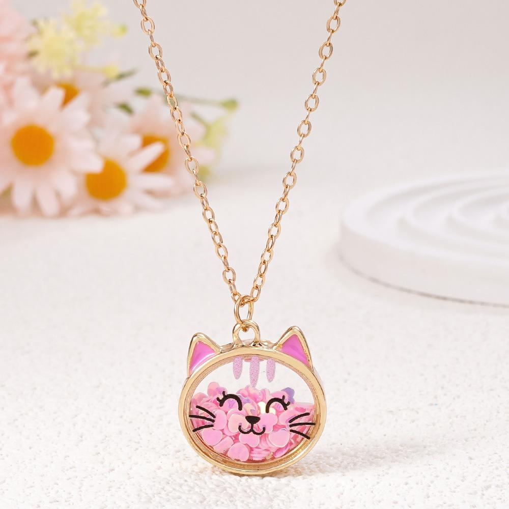Cat Bear Charm Children's Necklace Cute Design Princess Costume Necklace  Kids Fashion