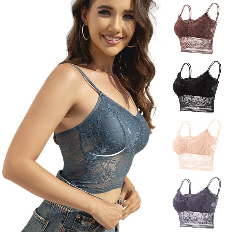 Модный женский кружевной топ без рукавов больших размеров без бюстгальтера на косточках, короткий бюстгальтер для спортзала, нижнее белье для спортзала, кружевной бюстгальтер с цветочным принтом, 5 цветов