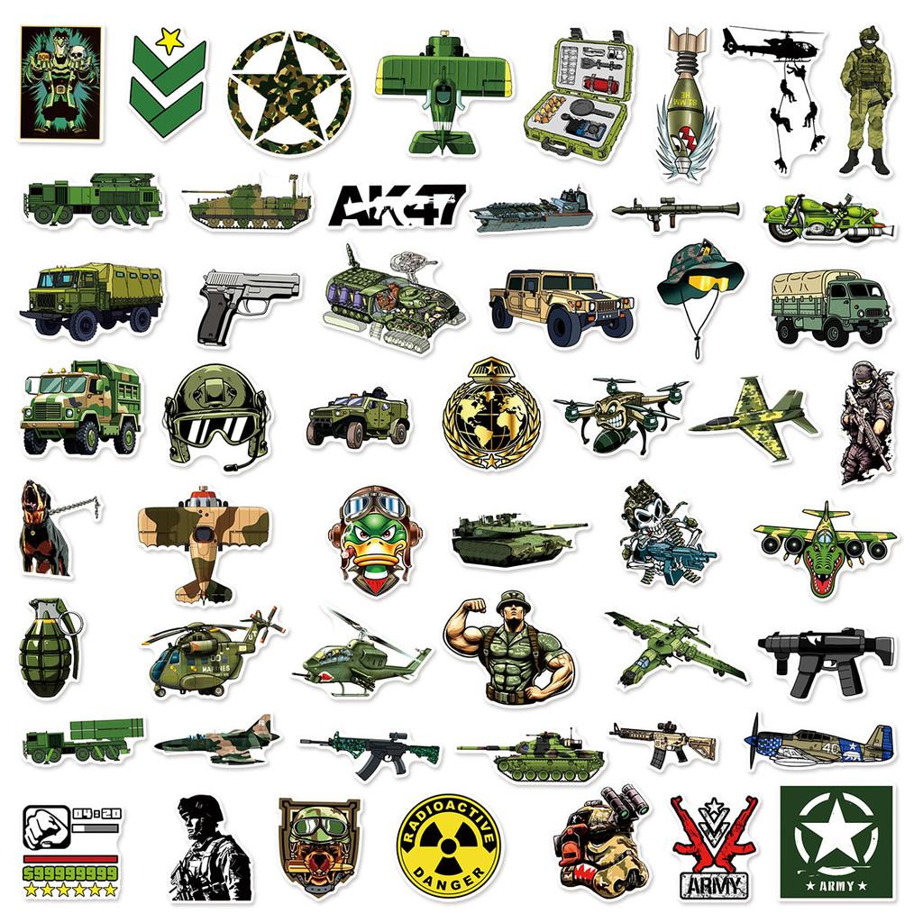 50/100 шт. Мультяшные наклейки на тему Военной техники Без повторов для Шлема Самоката Блокнота Пенала Чемодана Снаряжения для активного отдыха