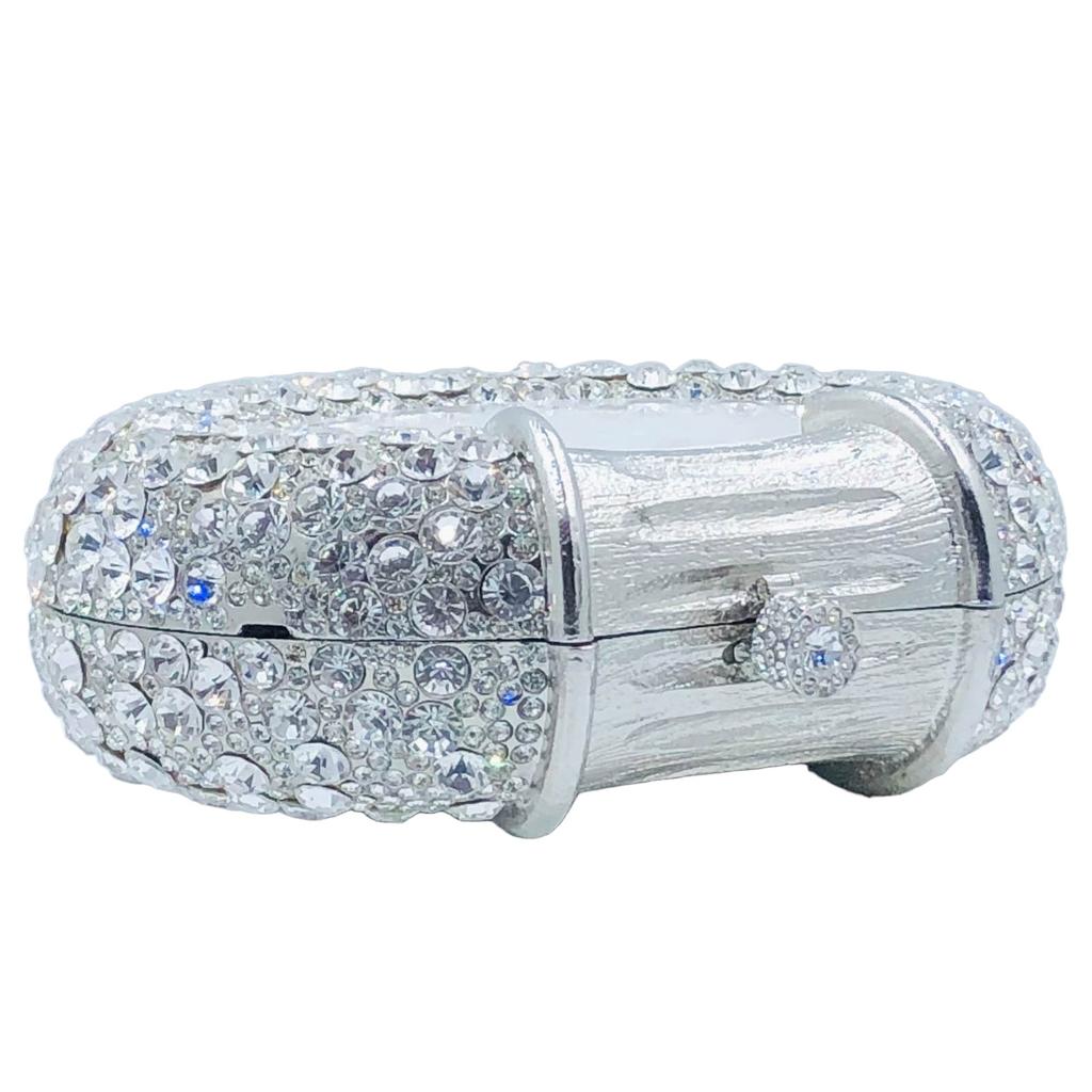 Boutique De FGG Серебряный Клатч со Стразами для Женщин Формальные Вечерние Сумки Свадебная Вечеринка Клатч со Стразами Свадебная Сумка