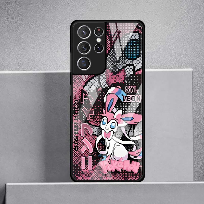Glass Case for Samsung Galaxy S25 Ultra S20 FE S21 S23 Plus S25+ S22 S24+ S23+ S24 Luxury Phone Cover Hot Cartoon Pokemon