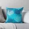 Fan Coral Print, Turquoise, Aqua and Cobalt Blue Throw Pillow Sitting Cushion Cushions for Decorative Sofa