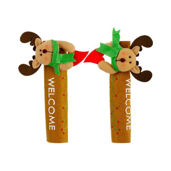 Yousheng 1 Pair Christmas Refrigerator Handle Gloves Santa Claus Snowman Elk Kitchen Fridge Handle Cover Set Home Decoration