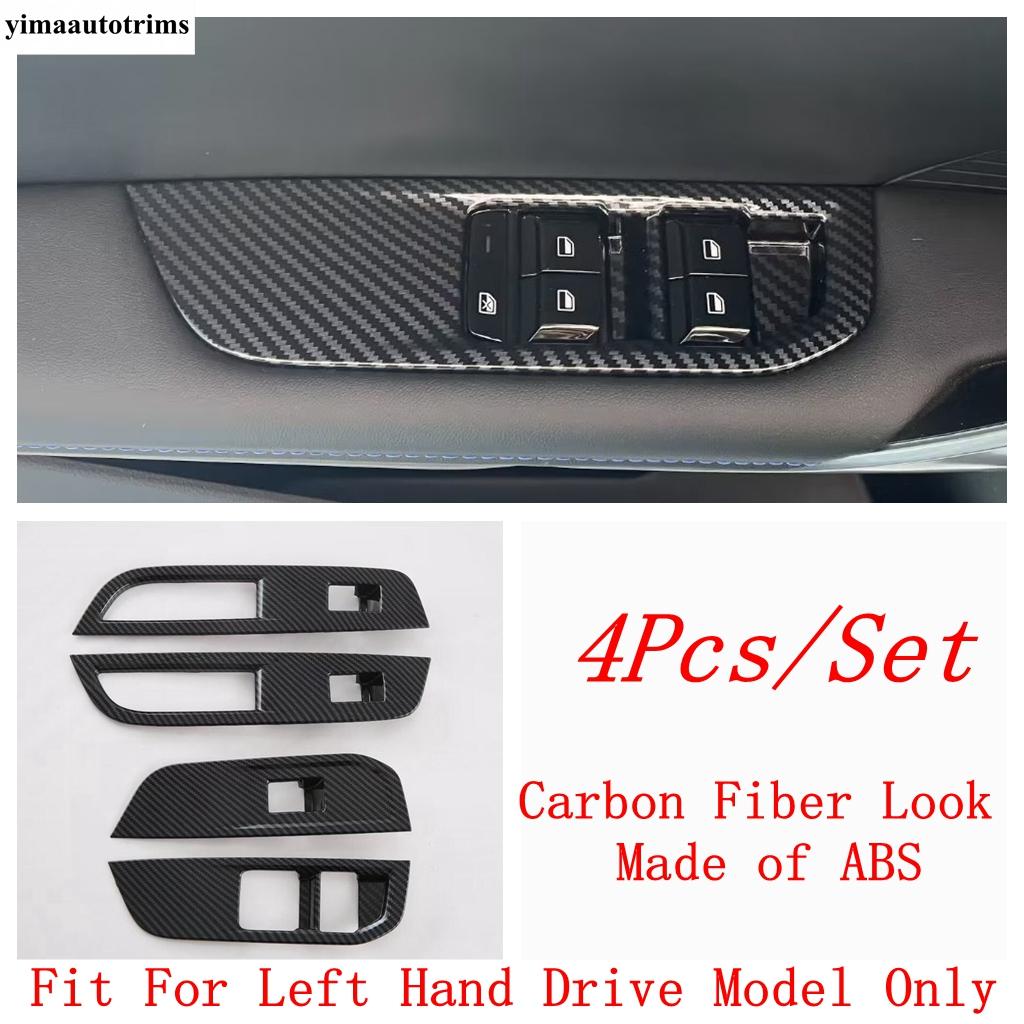 Car Inner Door Armrest Window Lift Button Control Panel Cover Trim For MG 4 EV 2024 ABS Carbon Fiber Interior Accessories
