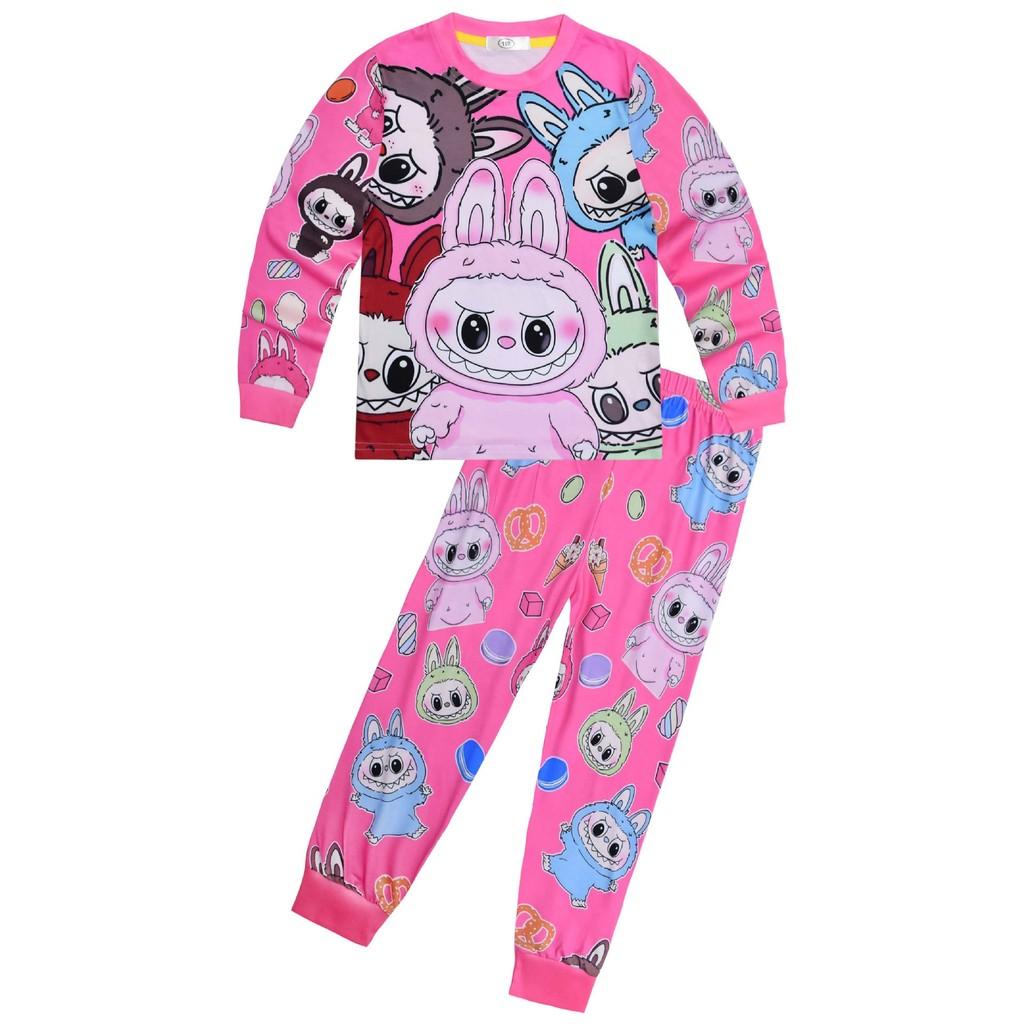 Детский комплект одежды для мальчиков и девочек с рисунком из аниме-мультфильма «Эльф-монстр», повседневная футболка с длинными рукавами и штаны