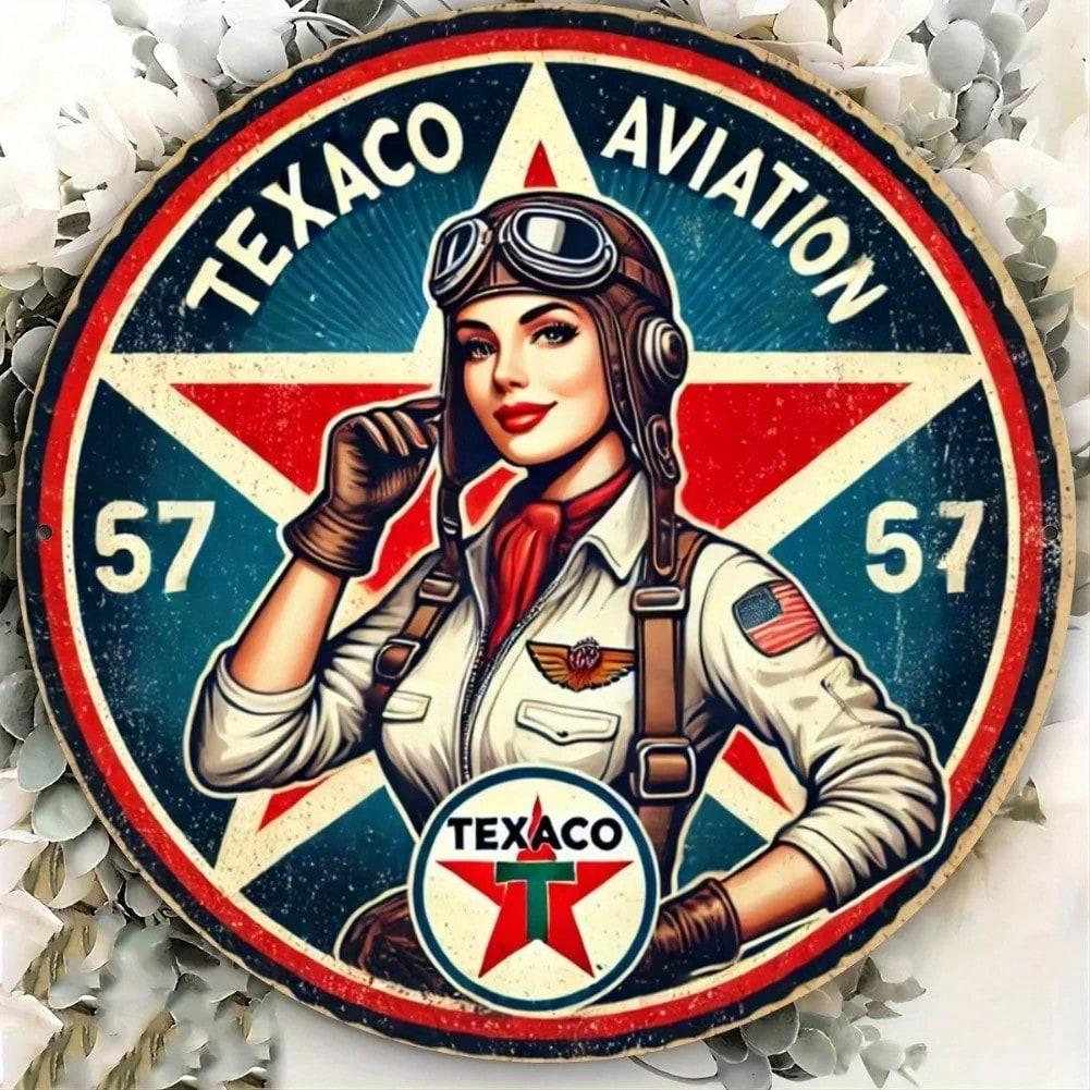 Винтажная металлическая настенная табличка Texaco Авиационный Юмор 7,8x7,8 дюйма Декор для гаража и бара