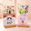 2027 Creative Floral Desk Calendar 3D Vase Design Scented Art Paper for Home Office Workspace Decor