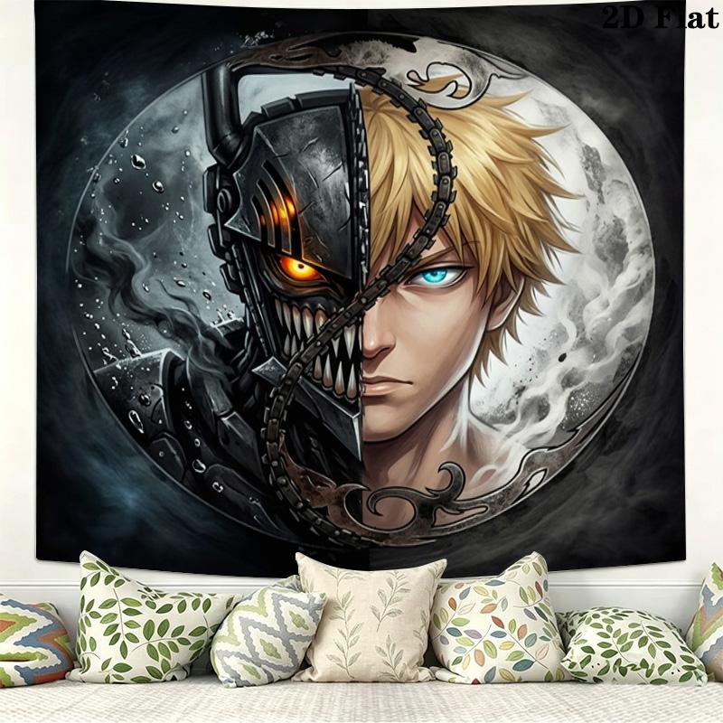 Chainsaw Man Wall Tapestry Aesthetic Wall Hanging Printed Fabric Blanket Decorative Tapestries For Bedroom Living Room Home Decor