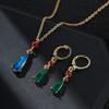 Европейский и американский модный кулон-капля из зеленого и синего стекла, ожерелье, серьги, женская креативная мода, циркон, подарок