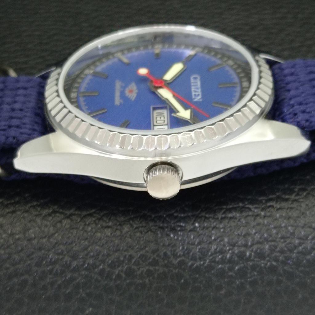 REFURBISHED CITIZEN AUTOMATIC 8200 JAPAN MENS DAY&DATE BLUE DIAL WATCH a432565-2 R112-a432565