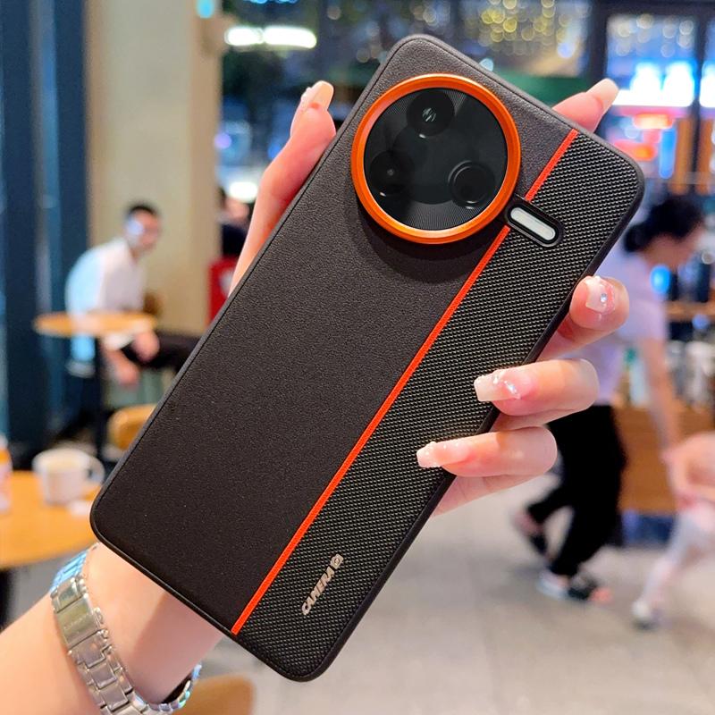 For Xiaomi Redmi K80 5G/Poco F7 Pro 5G Case Splicing PC + PU Leather Phone Back Cover with Metal Lens Ring/Buttons