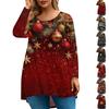 Women's Fashionable Casual Long Sleeved Plus Size Print Top Plus Size Floral Print Top