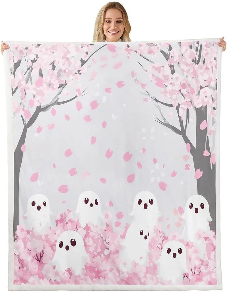 GUOYU Blanket Gothic Skull Fleece Blanket Baby Happy Halloween Sherpa Blanket Ghost Skull Goth Fuzzy Plush Throw for Adults Men WomenHorror