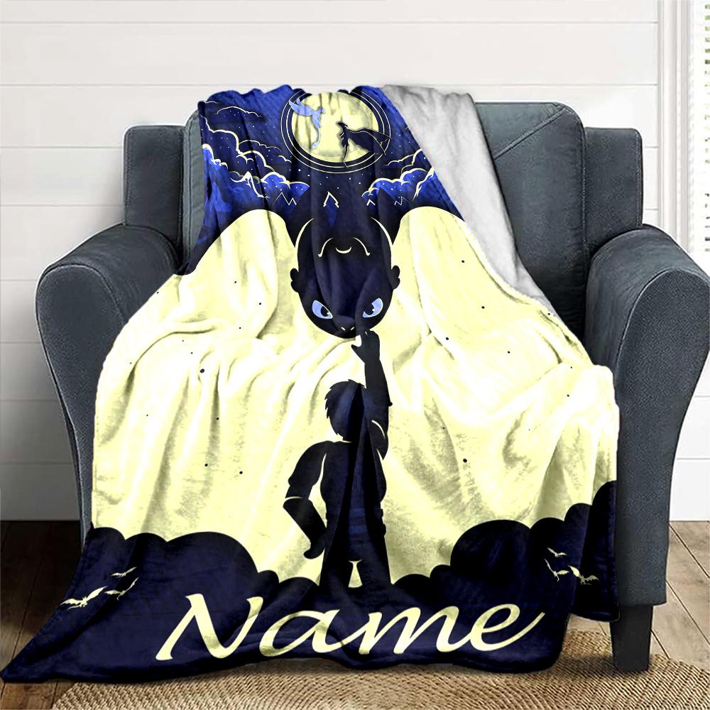 Customiz Name Personality How to Train Your Dragon Toothless Blanket Soft &Warm Sofa Office Bed Travel Lunch Break Blanket, Gift Suitable All Seasons