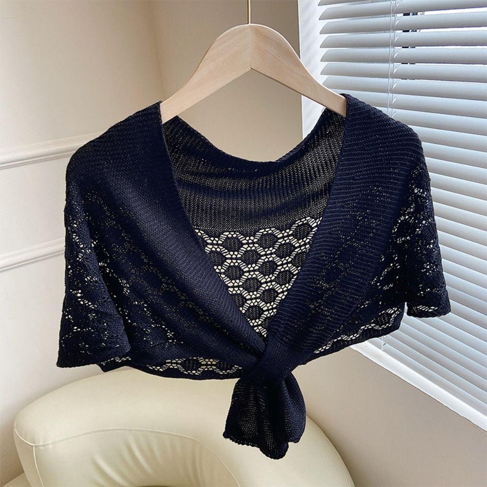 Weave Knitted Hollow Shawl Cross Blouse Shoulder Fake Collar Autumn/Winter/Spring/Summer