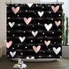 Happy Valentines Day Heart Shower Curtain Red Pink Romantic Falling Love Heart Sweet Lovers Waterproof Bathroom Curtain Decor