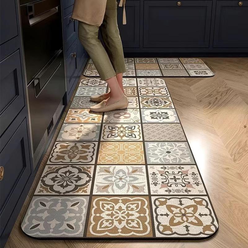 Vintage American Style Rug Water Absorbent and Slip-Resistant for Kitchen, Dining Room and Corridor Home Decoration