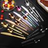 24pcs Gold Cutlery Set Stainless Steel Stone Grain Handle Knives Forks Tea Spoons Kitchen Tableware Dinnerware Dinner Silverware
